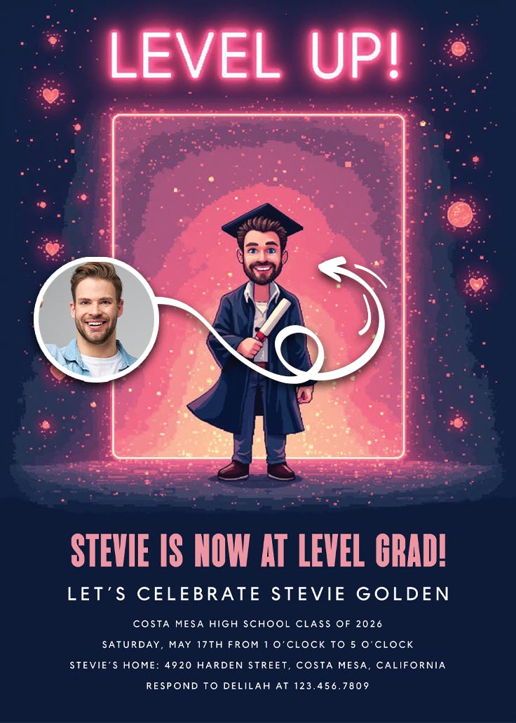 Level up grad - graduation party invitation